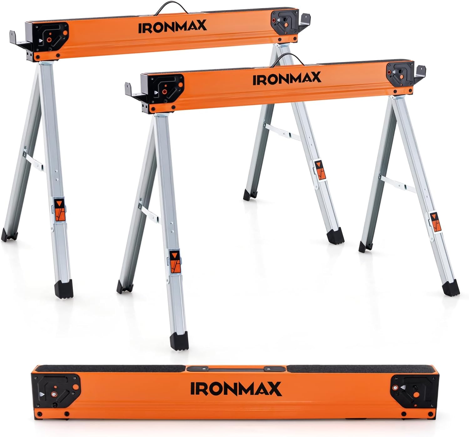 Goplus Saw Horses 2 Pack, 2200 LBS Portable Folding Sawhorse with 2x4 Brackets & Side Supports, Easy Setup & Lightweight Work Horse, Heavy Duty Saw Horse for Woodworking, DIY Project & Garage