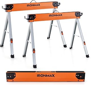 Goplus Saw Horses 2 Pack, 2200 LBS Portable Folding Sawhorse with 2x4 Brackets & Side Supports, Easy Setup & Lightweight Work Horse, Heavy Duty Saw Horse for Woodworking, DIY Project & Garage
