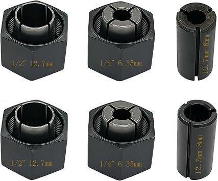 1/212.7mm and 1/46.35mm Replace for Dewalt DW6214 DW6212 Router | Collet Chuck And Nut 6 packs