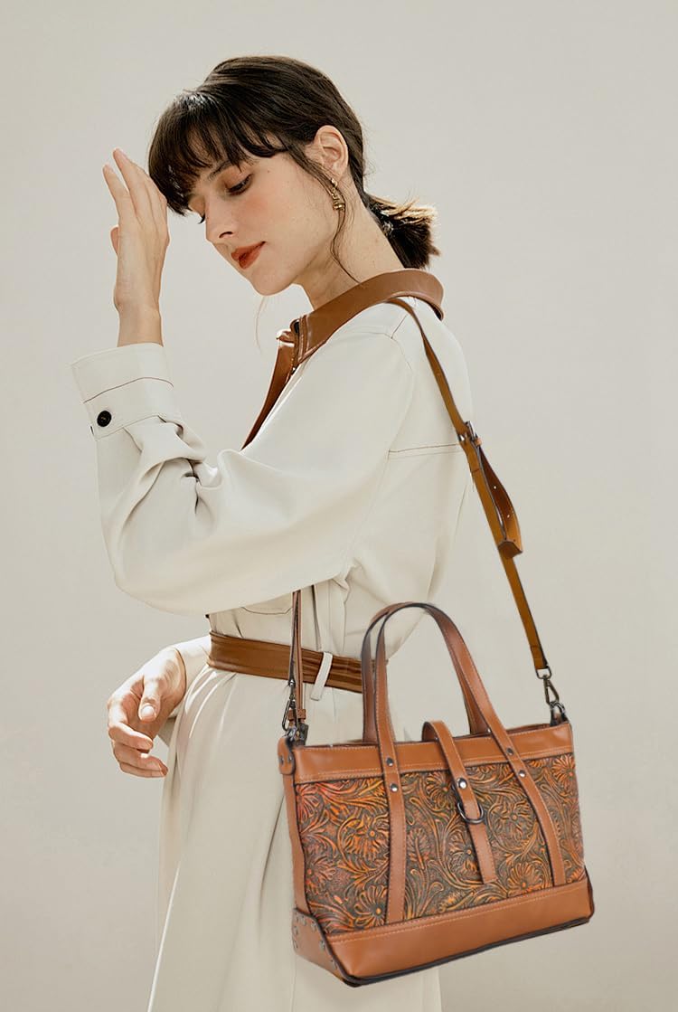 Crossbody Bag for Women Shoulder Bag Purse Handbag Medium Satchel Embossing Floral Pattern