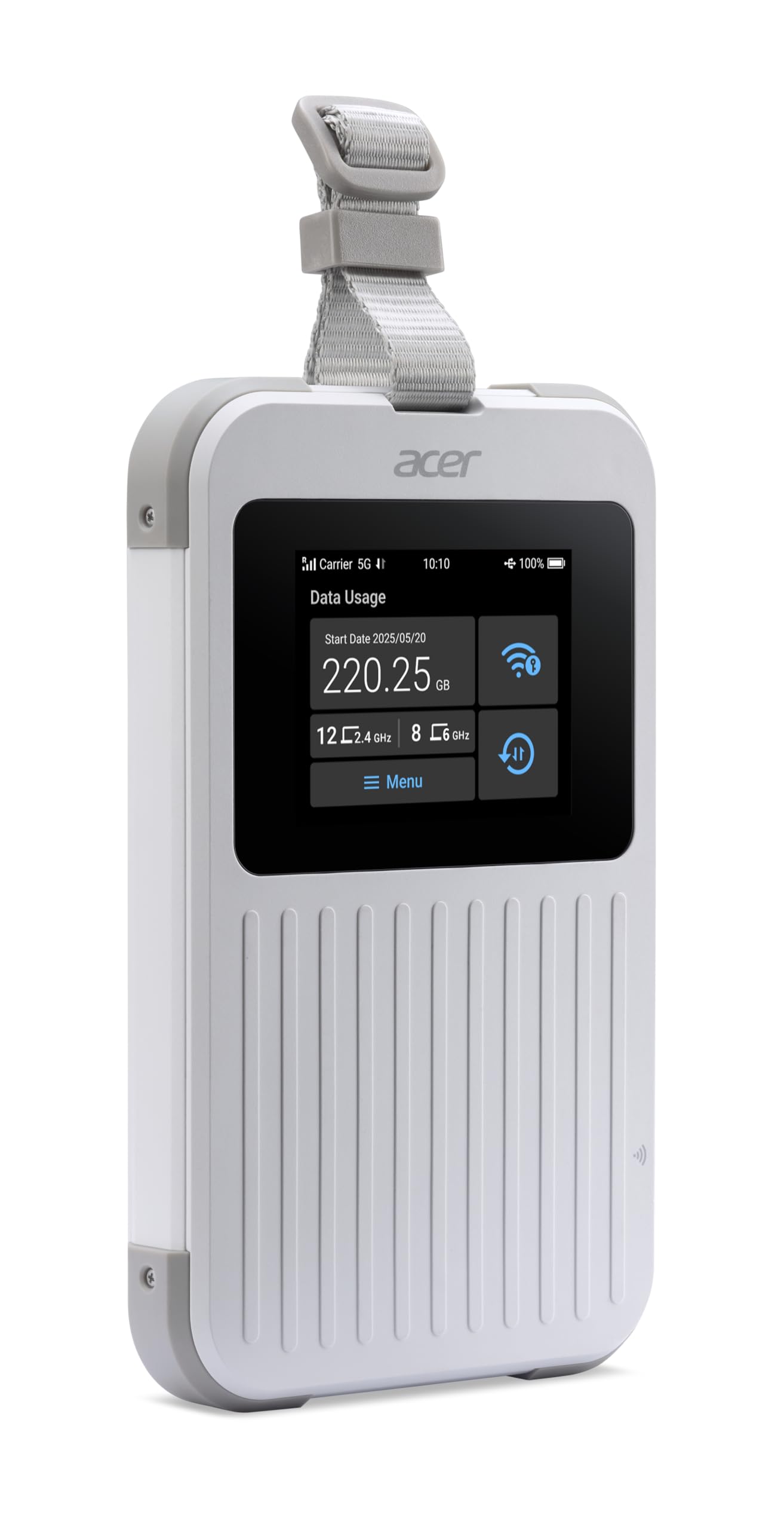 Acer, Connect M6E, Mobiler 5G Wi-Fi Hotspot, Globales 5G, TRI-SIM-Unterstützung, Wi-Fi 6E, Tri-Band, bis zu 20 Geräte, Touchscreen, Weiß