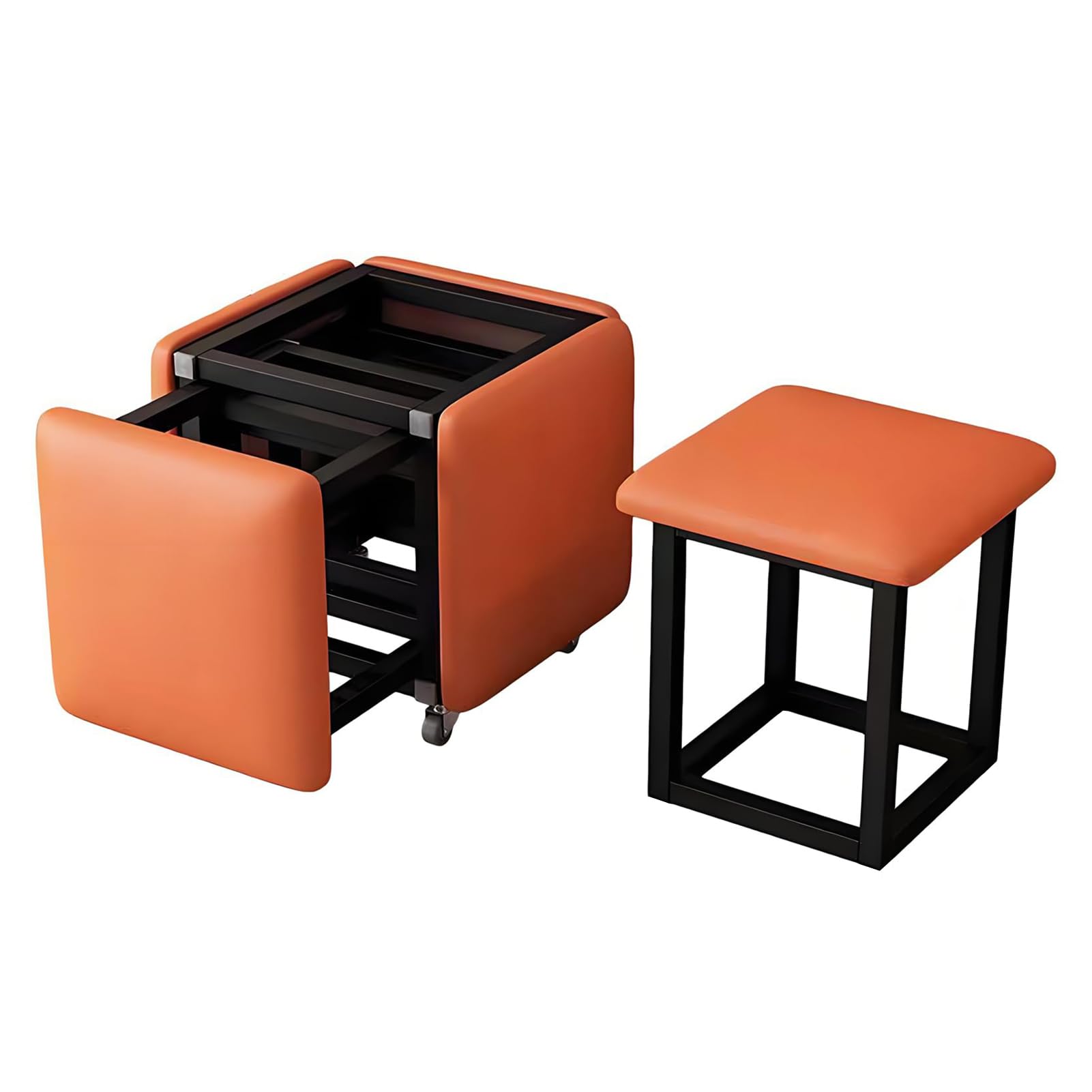 Fauteuil de Toilette à Roulettes Pivotantes pour un Salon Confortable Orange