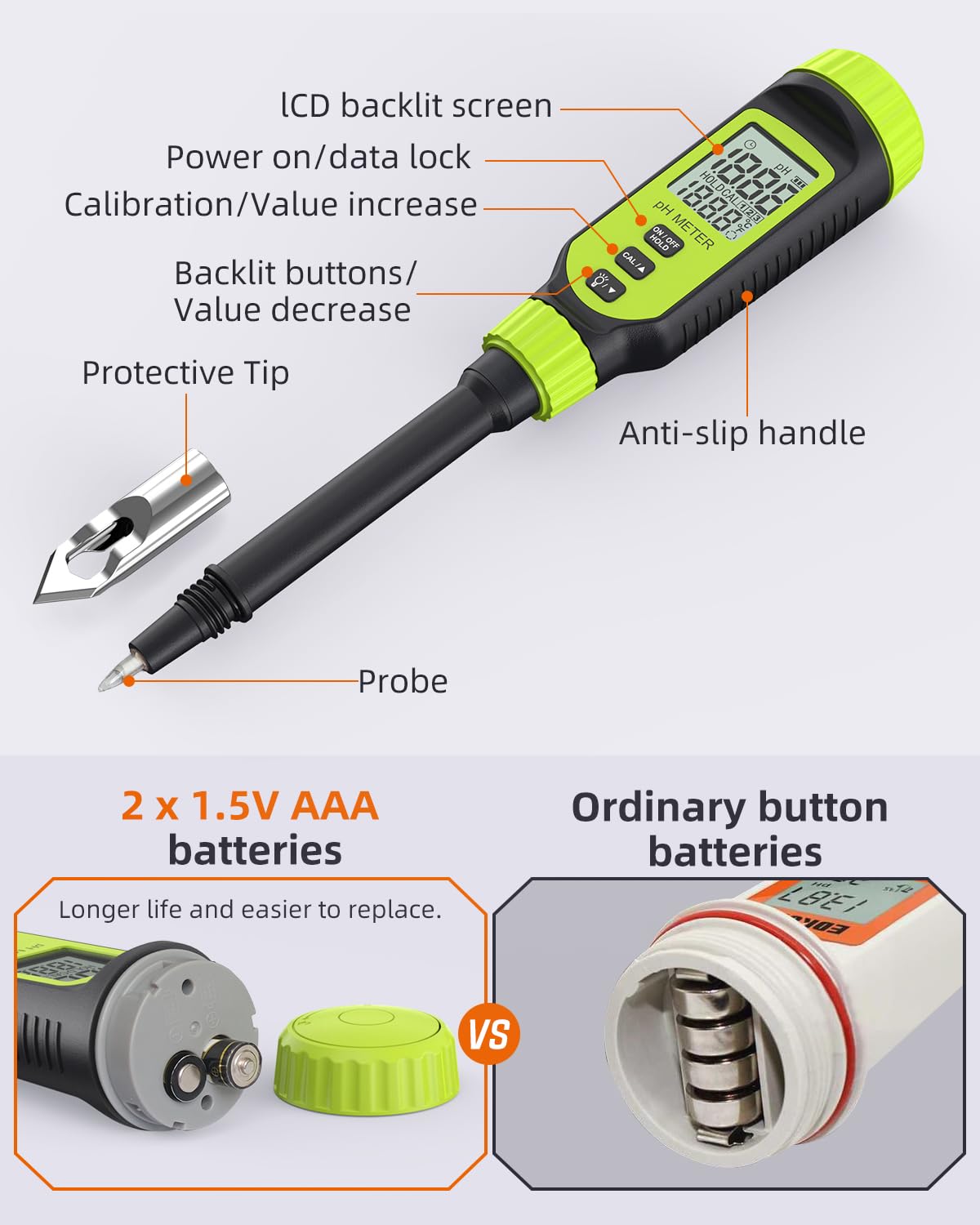 Aquila Digitale Ph Meter & Thermometer Voor Water – Zwembad & Aquarium – Inclusief Batterijen