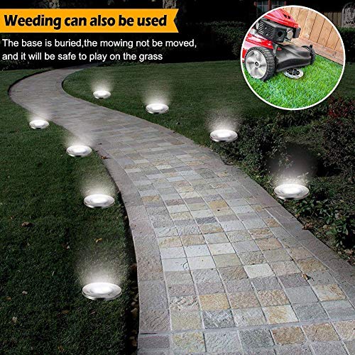 Dersoy Solar Disk Lights Outdoor, 8 LED Bulbs Solar Powered Ground Lights Outdoor Waterproof IP65 for Garden/Landscape Path/Patio/Yard/Lawn/Driveway, LED Buried Lights Cold White(8 Pack)