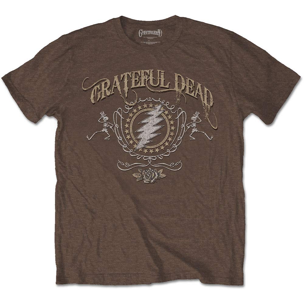 Grateful Dead Unisex Brown Band Monkey T-Shirt Bolt (Medium)
