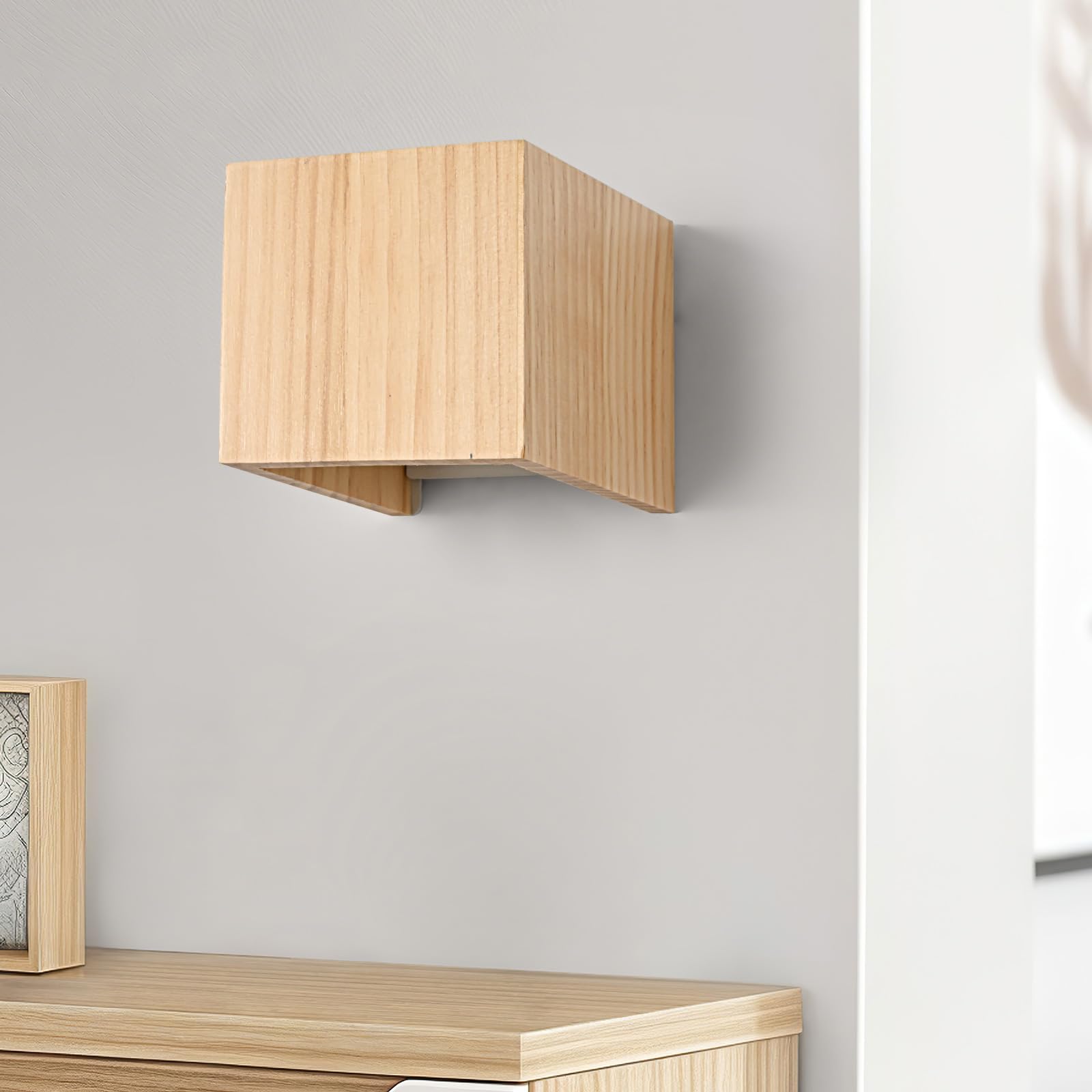 Aplique pared Interior LED 6W Madera, Lámpara de LED Luz Aplique pared Vintage Blanco Cálido 3000K Moderna Iluminación Interior para Pasillo Patio Terraza, 2PCS