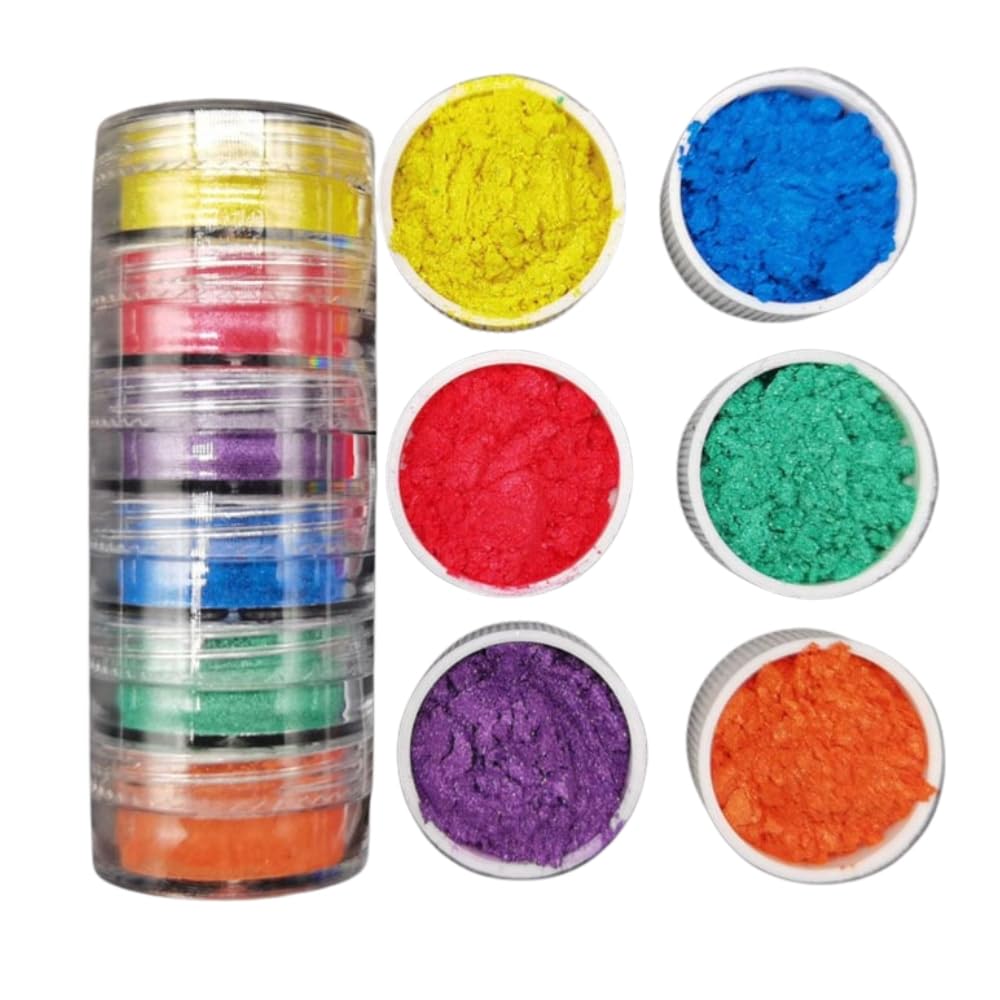 Mica Powder Pigment Set 6 Colors for Soap Making Candle Making Bath Bombs Resin Art Nail Art Cosmetics Pearl Shimmer Powder for Epoxy Resin Jewelry Slime Painting DIY Arts and Crafts