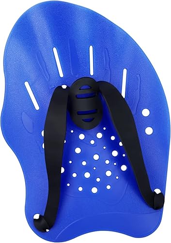 Miniatura 8 de Gasher Paletas de mano de natación contorneadas, paletas de entrenamiento de natación con correas ajustables y aletas de natación