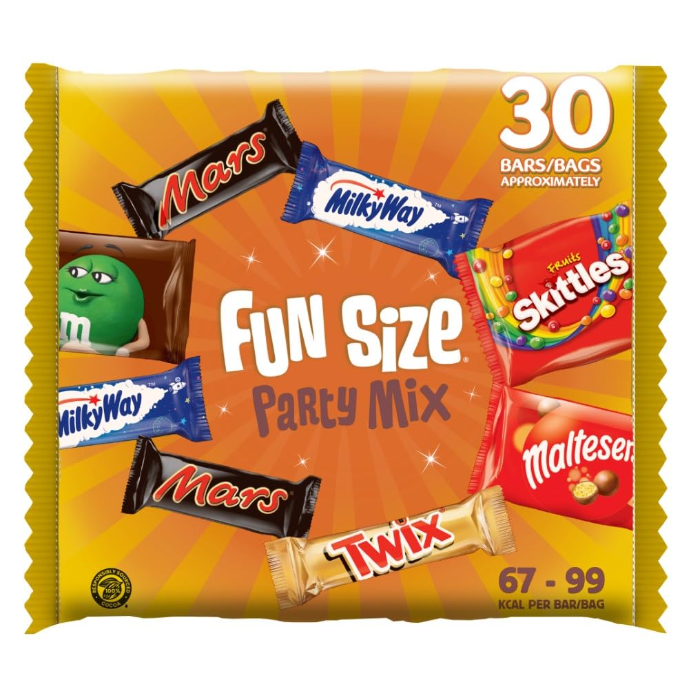 Mixed Minis Bag, 30 Mini Chocolate Bar Snacks (Mars, Twix, Milky Way, Maltesers, Skittles, M&Ms), Chocolate, Sweets Gift Box, Ideal for Gift, Snacks or Party Bags (540g)