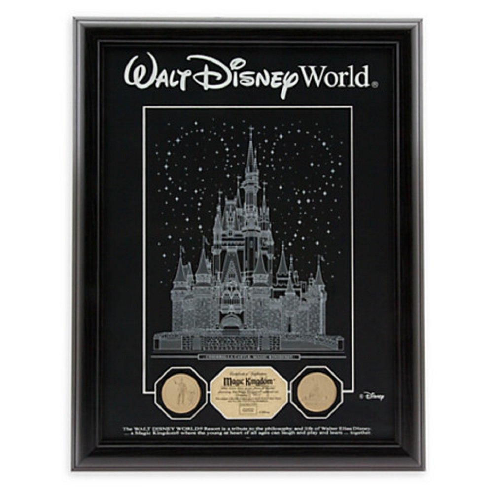 Cinderella Castle Etched Glass Panel with 24kt Gold Overlay Medallions - Walt Disney World - Limited Edition
