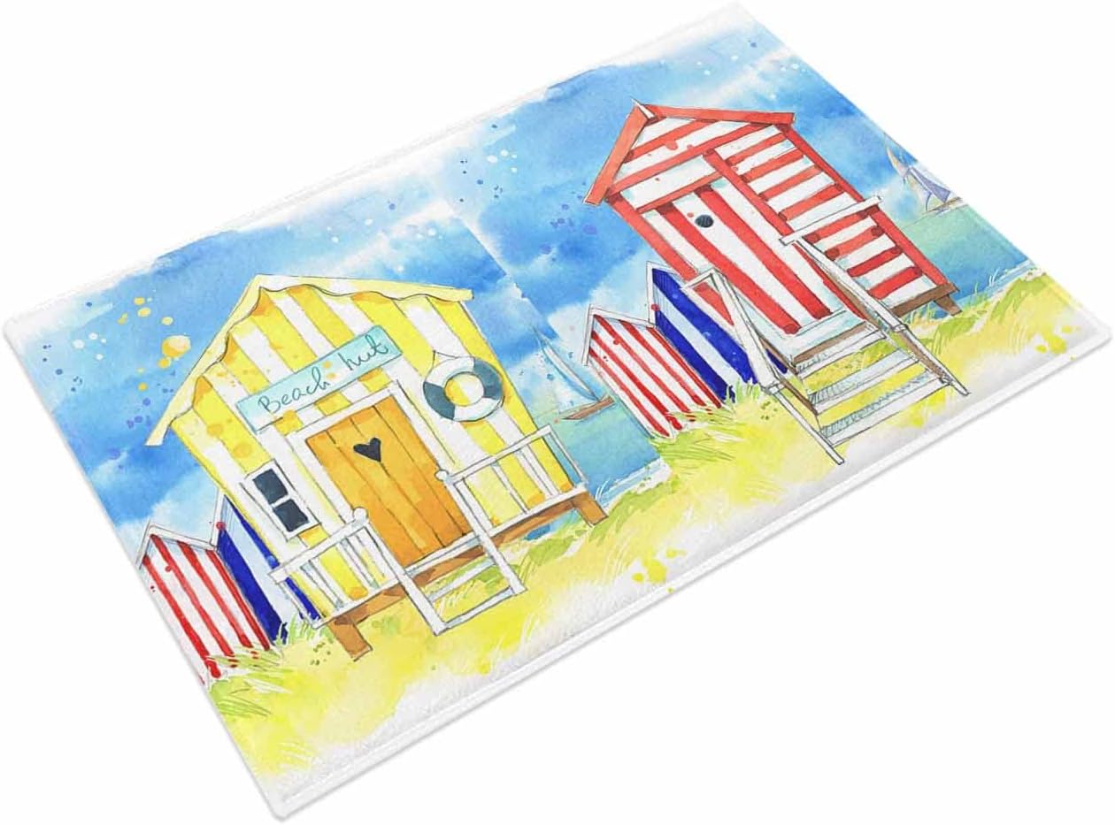 Bath Mat Summer Beach Soft Microfiber Shaggy Bathroom Rugs