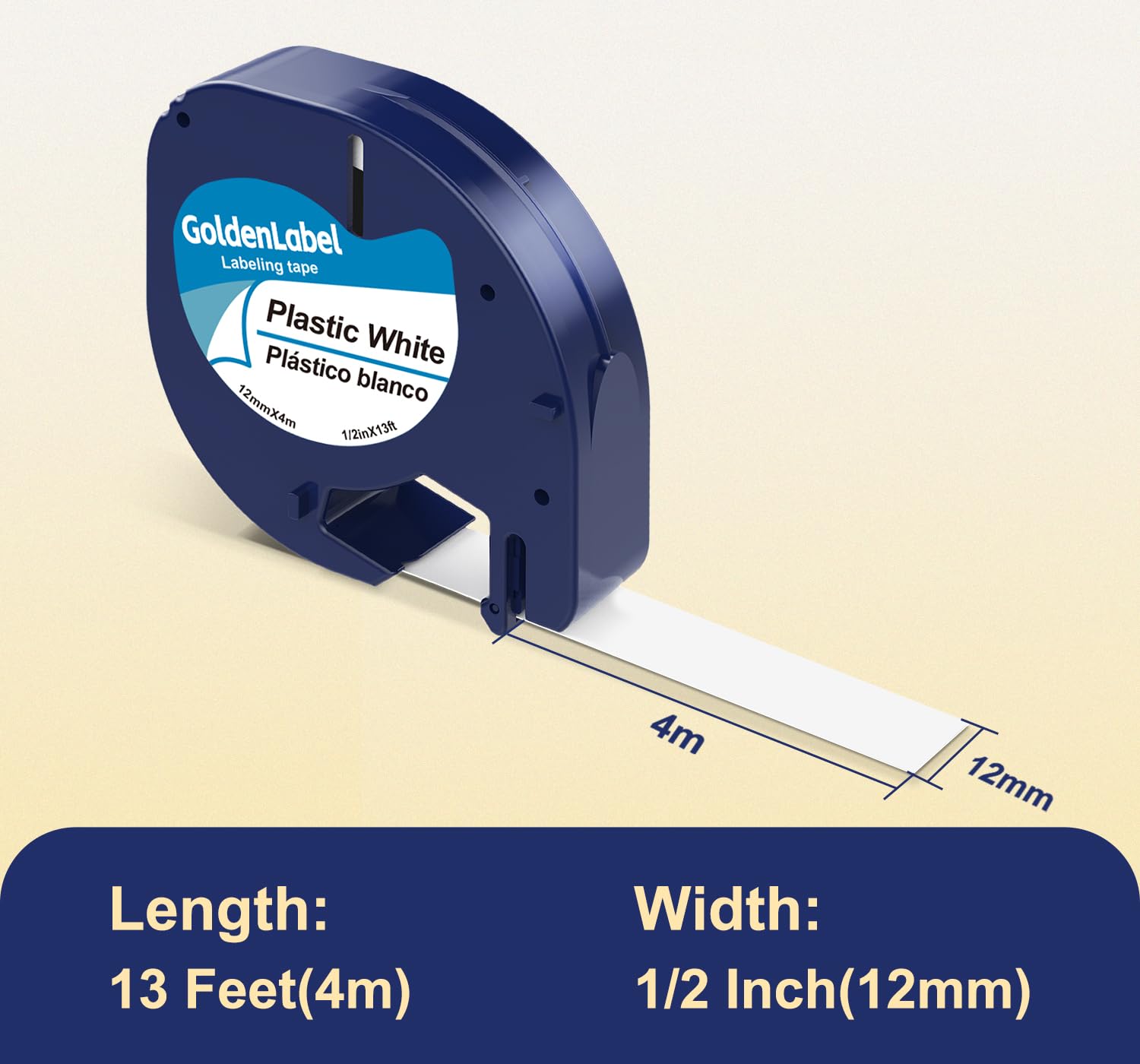 5 x taśma do tworzenia etykiet kompatybilna z wkładami Dymo Letratag, białe plastikowe 91331, czarne na białym tle, 12 mm, wkłady do drukarki etykiet Dymo Label Maker LT-100H LT-100T LT-110T QX50 XM