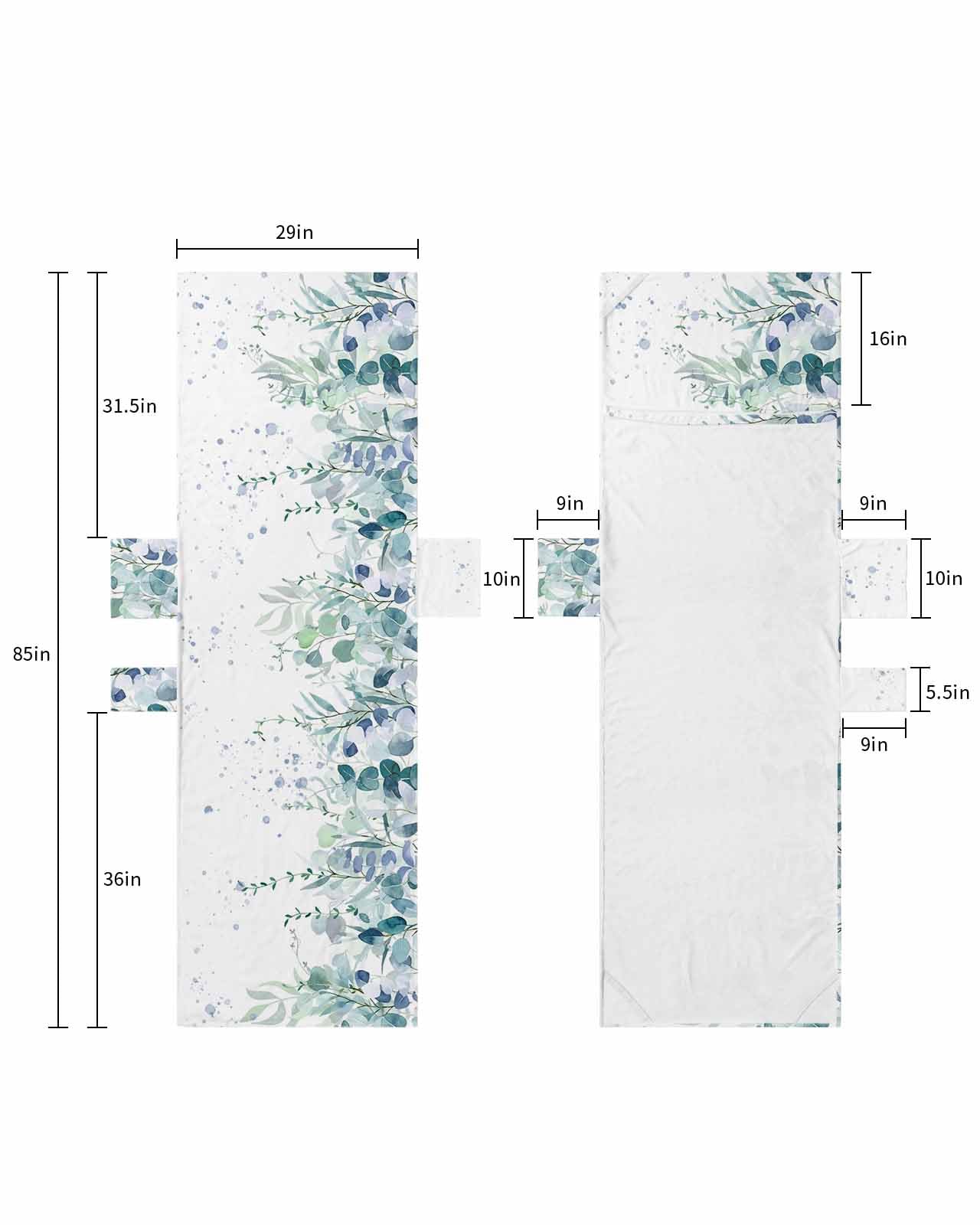 Turquoise Botanical Beach Lounge Chair Towel Cover, Soft Chaise Lounge Towel with Side Pockets Patio Pool Chairs Cover for Beach/Pool Sunbathing 29x85 Spring Weeping Eucalyptus Leaves