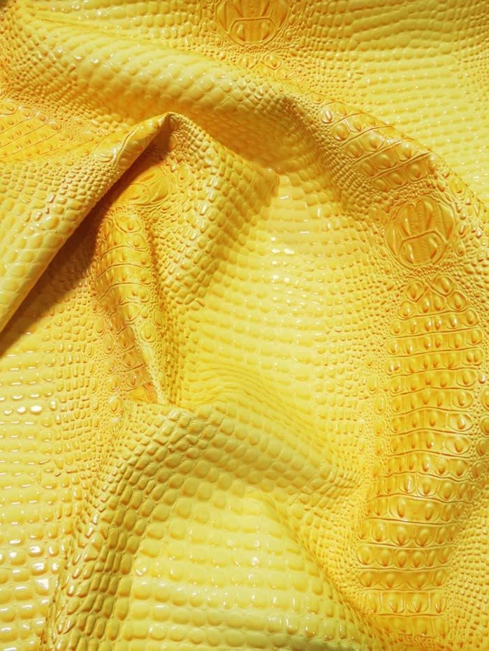 DuroLast™ Florida Gator 3D Embossed Vinyl Fabric by The Yard 2 Tone 3D Crocodile DIY Upholstery Accessories Apparel (Reptile Yellow)