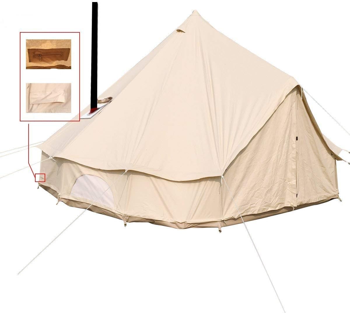 TentHome Luxury Bell Tent 4 Season Large Glamping Waterproof Cotton Tent Yurt Teepee with Roof Stove Jack Hole for Camping Hiking Christmas Party, Beige