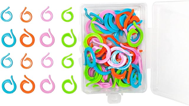 BLMHTWO 200 Pieces Stitch Markers Crochet, Stitch Markers Stitch Markers for Knitting Color Two Sizes Crochet Stitch Markers with Storage Box for Knitting Marker DIY Craft