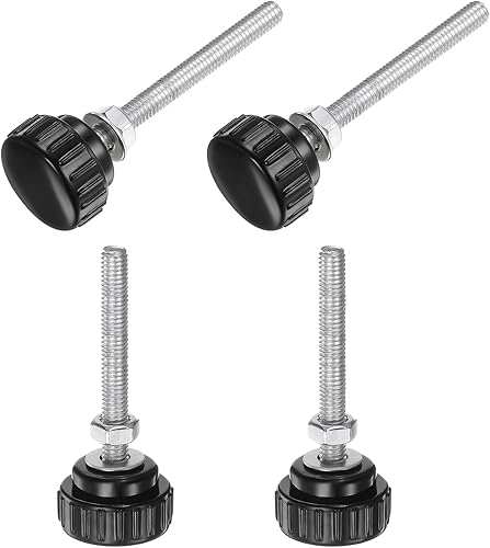 Miniatura 51 de uxcell Juego de 4 perillas moleteadas, tornillos de pulgar con tuercas y arandelas, rosca macho métrica M6 x 1.378 in, cabeza de plástico de 0.984