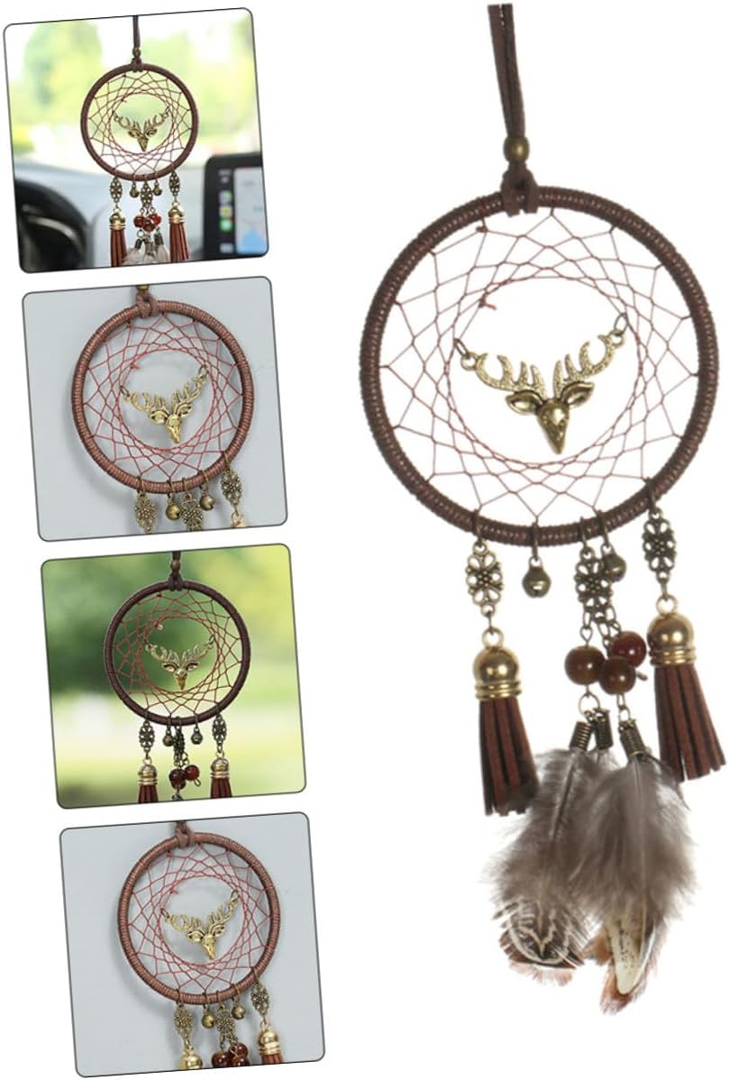 Deer Head Dream Catcher Car Decoration Xmas Iron Ring Beads image 3
