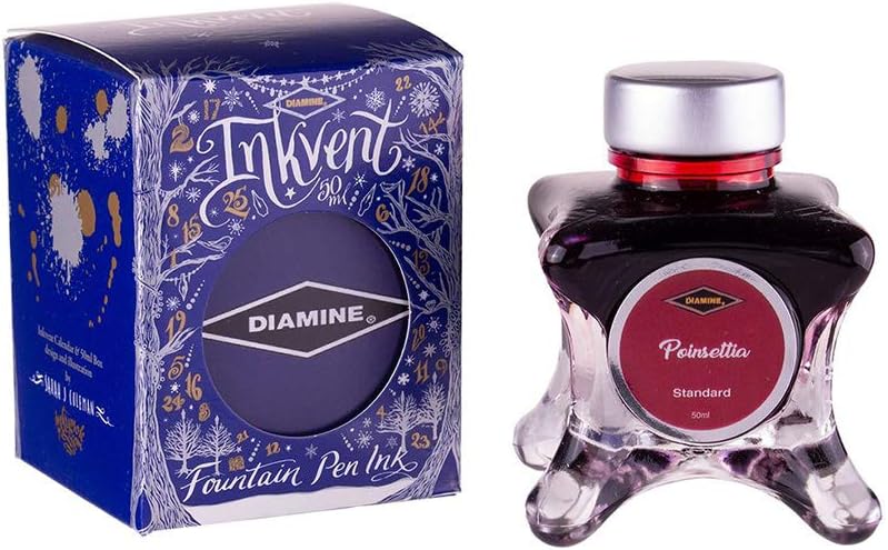 Diamine - Fountain Pen Ink, Poinsettia, 50ml, Inkvent, Blue Edition