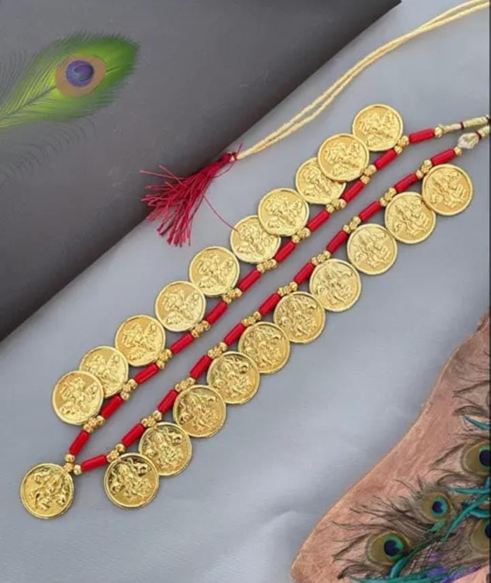 Traditional Kolhapuri Gold-Plated Coin Necklace for Women