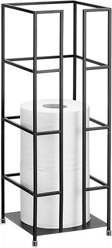 mDesign Soporte de torre de reserva de papel higiénico de metal, 3 rollos de papel higiénico jumbo para almacenamiento de rollos de papel higiénico