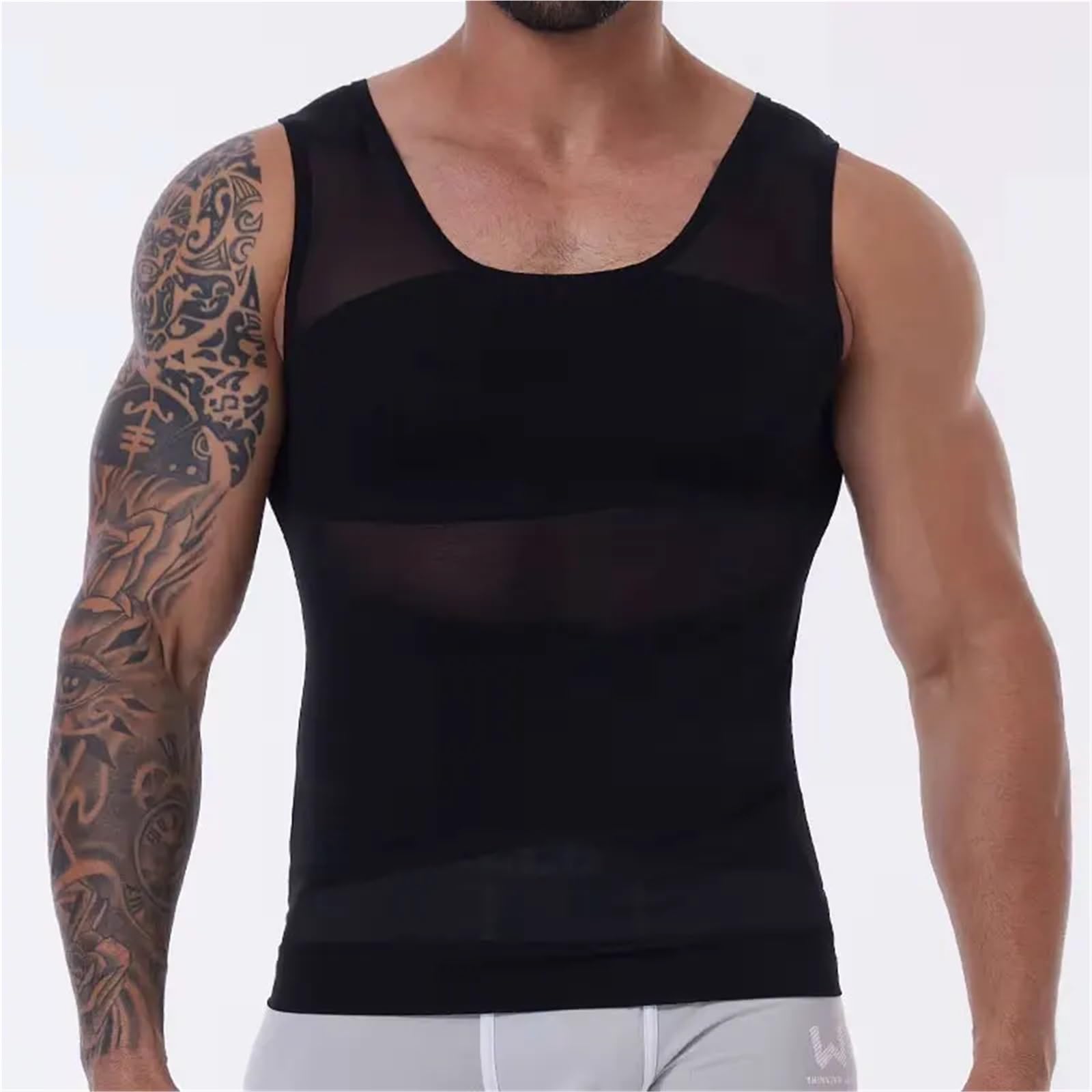 Cinturón Abdominal para Hombre Camiseta de compresión sin Mangas Malla Cruzada for Hombre, Transpirable, Moldeadora, Faja Reductora, Control Abdomen, Corporal