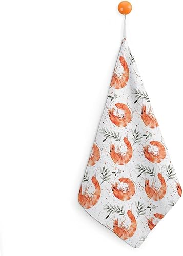 Decorative Hand Towels for Bathroom - Shrimp Leaves Retro Print Soft Absorbent Small Bath Hand Towels for Kitchen, Farmhouse, Spa, Hotel, Guest Tea