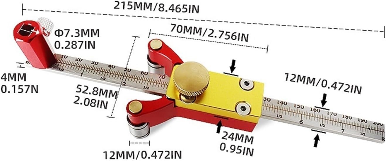 Measurement Tools Woodworking Scribe 200mm Straight Line Arc Scriber Ruler Aluminum Alloy Parallel Line Drawing Marking Gauge Measuring Tools Portable