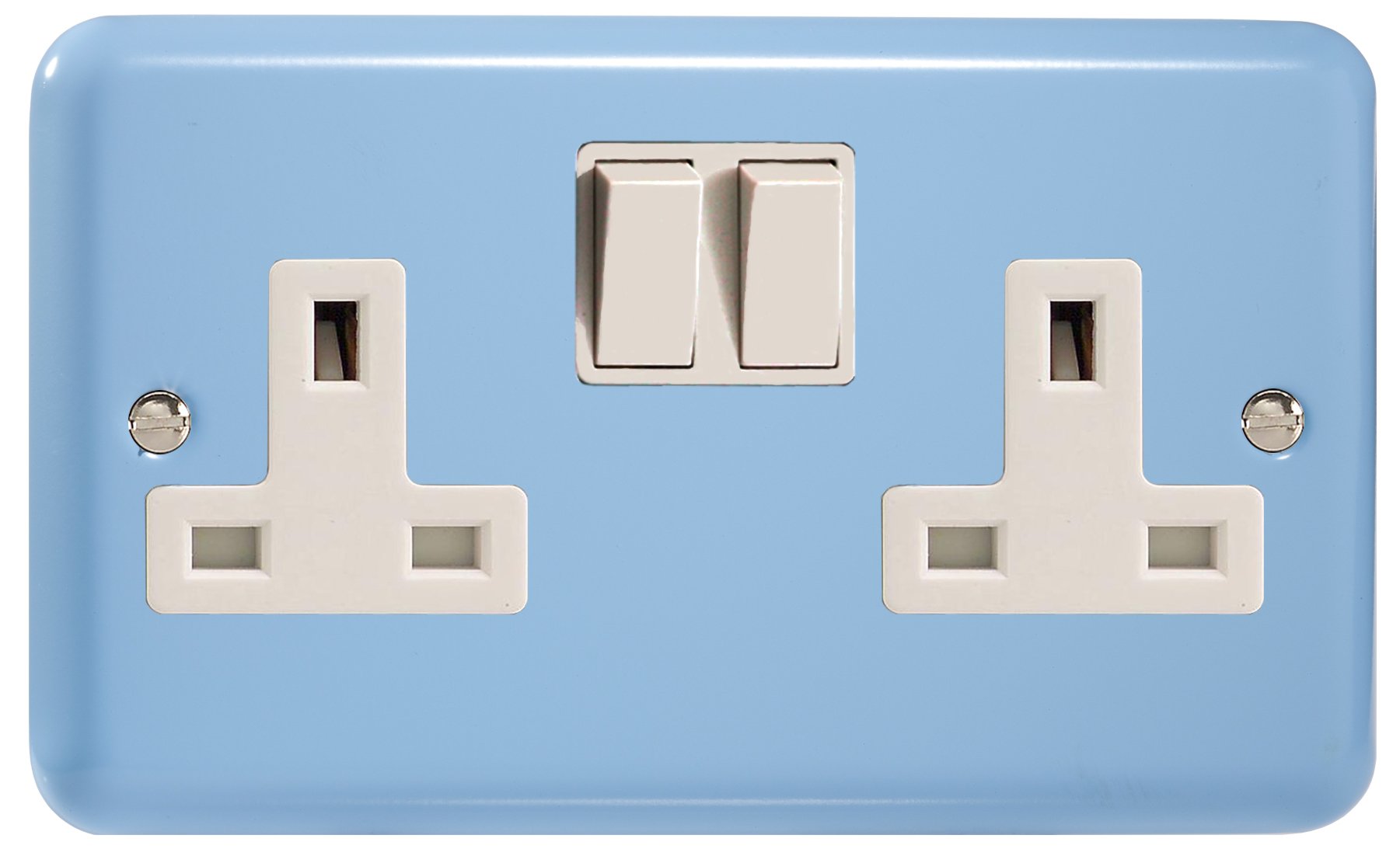 Varilight 2-Gang 13A Double Pole Switched Socket Duck Egg Blue