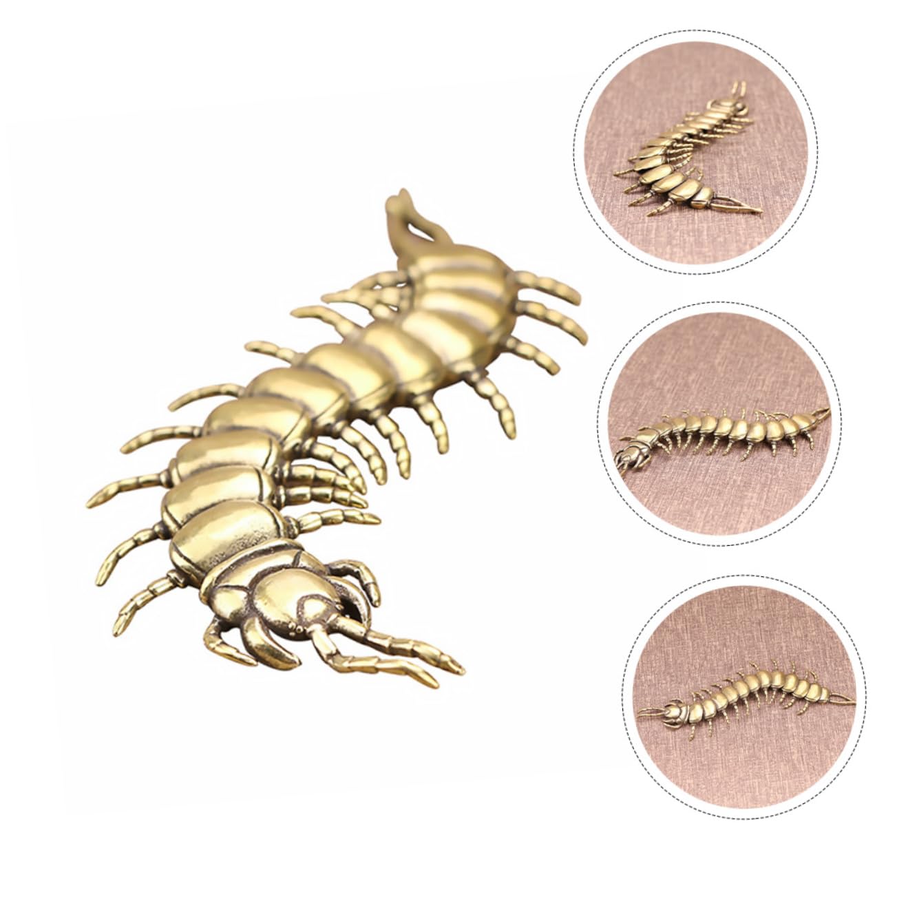 Cabilock Juguetes 3 Piezas Adorno de ciempiés Cosas de Broma Mascota de té decoración Bandeja de té Mascota artesanías de Mascotas de té de latón pequeña Adornos Accesorios Decorar