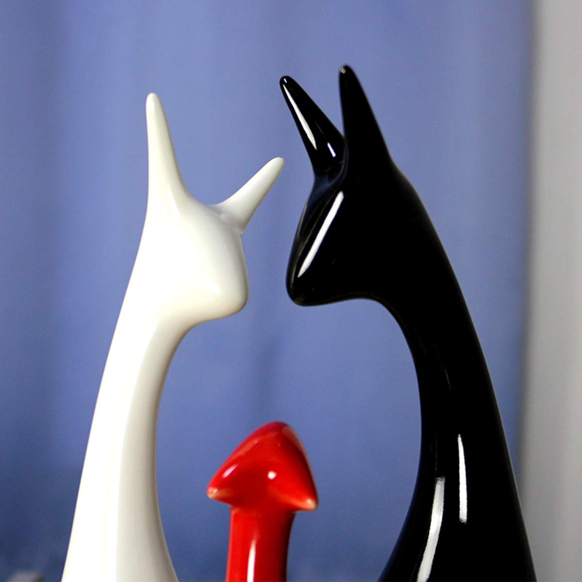 CCChaRLes 3 szt./zestaw rodzina jeleń ceramiczna figurka porcelanowa dekoracje czarne/białe/czerwone