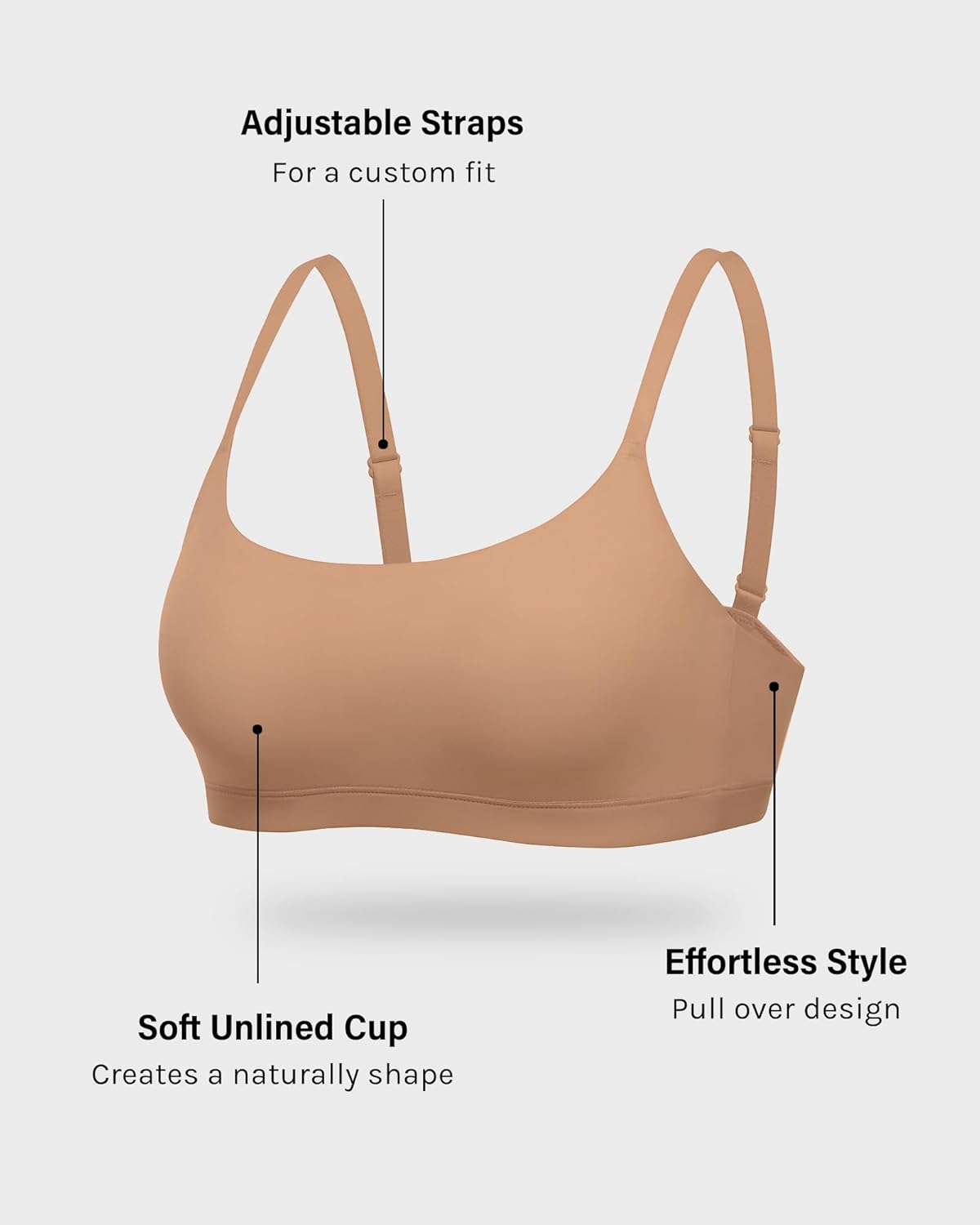 INLYRIC Women's Inbarely Soft Bralettes - Cami Bras No Underwire Seamless Unlined Comfort Bralette - Image 4