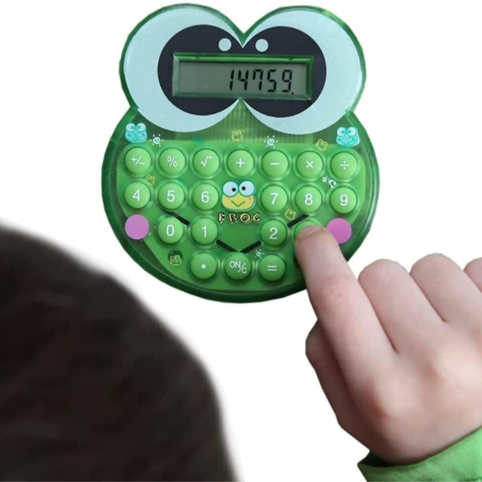 Calcolatrice per Ufficio Calcolatrici Calcolatrice Tascabile A Forma di Rana Verde con Display LCD A 8 Cifre, Adatta for Esami degli Studenti Scuola