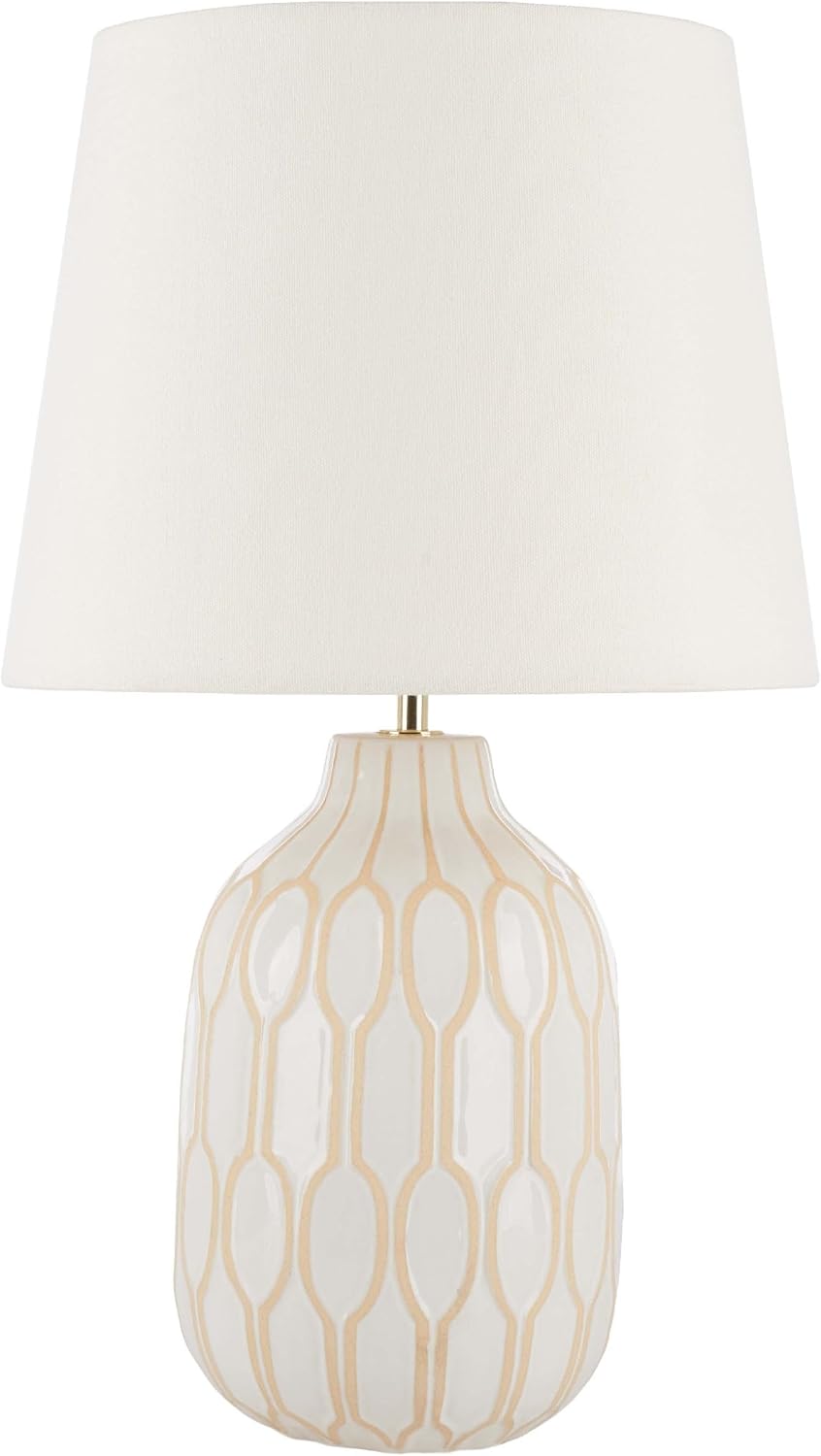 SAFAVIEH Lighting Collection Lansing White Ceramic 21-inch Table Lamp (LED Bulb Included)