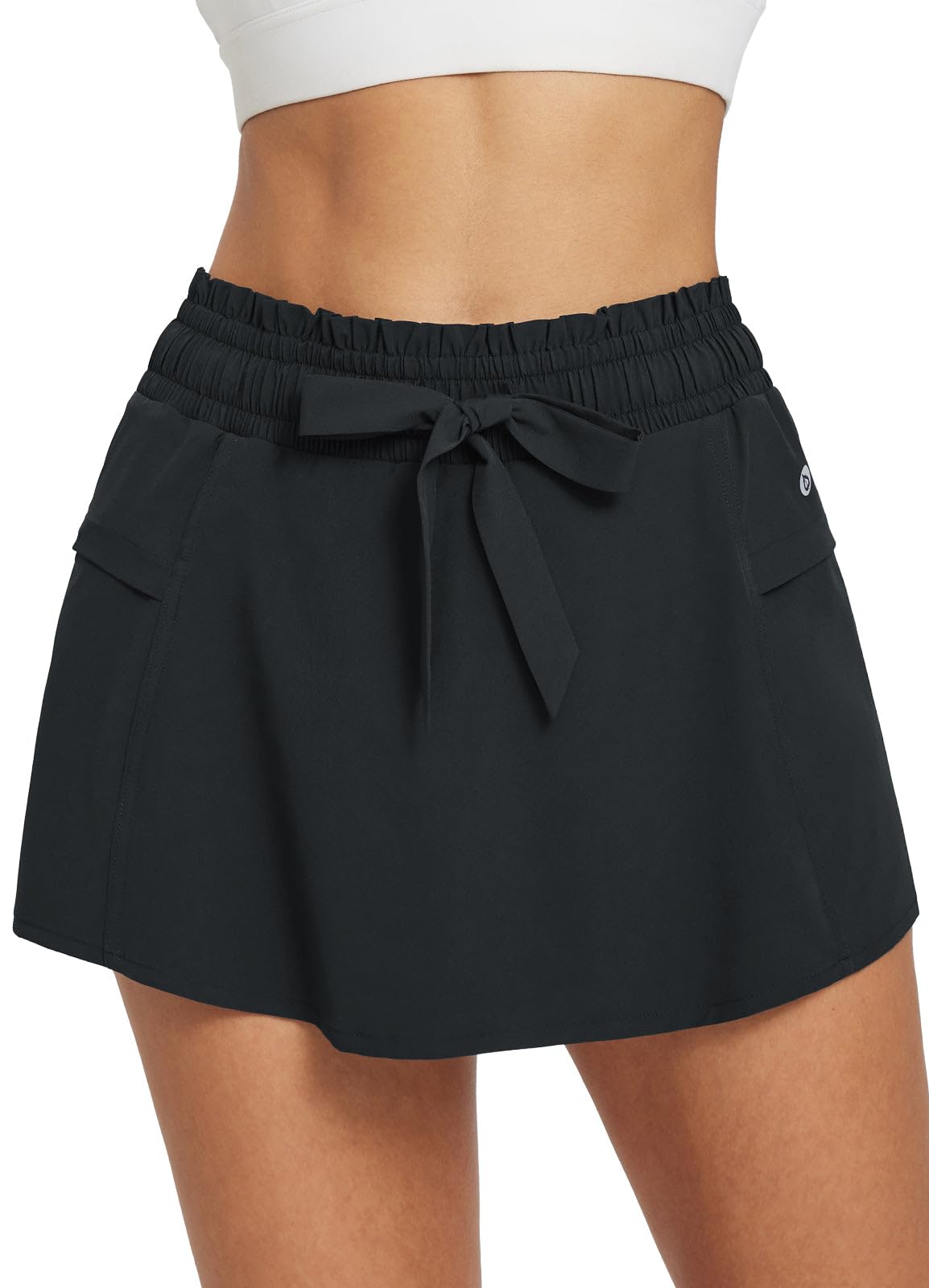 BALEAF Pantaloncini cargo da trekking da donna, a vita alta, per tennis, corsa, camminata, con tasche con cerniera, ad asciugatura rapida