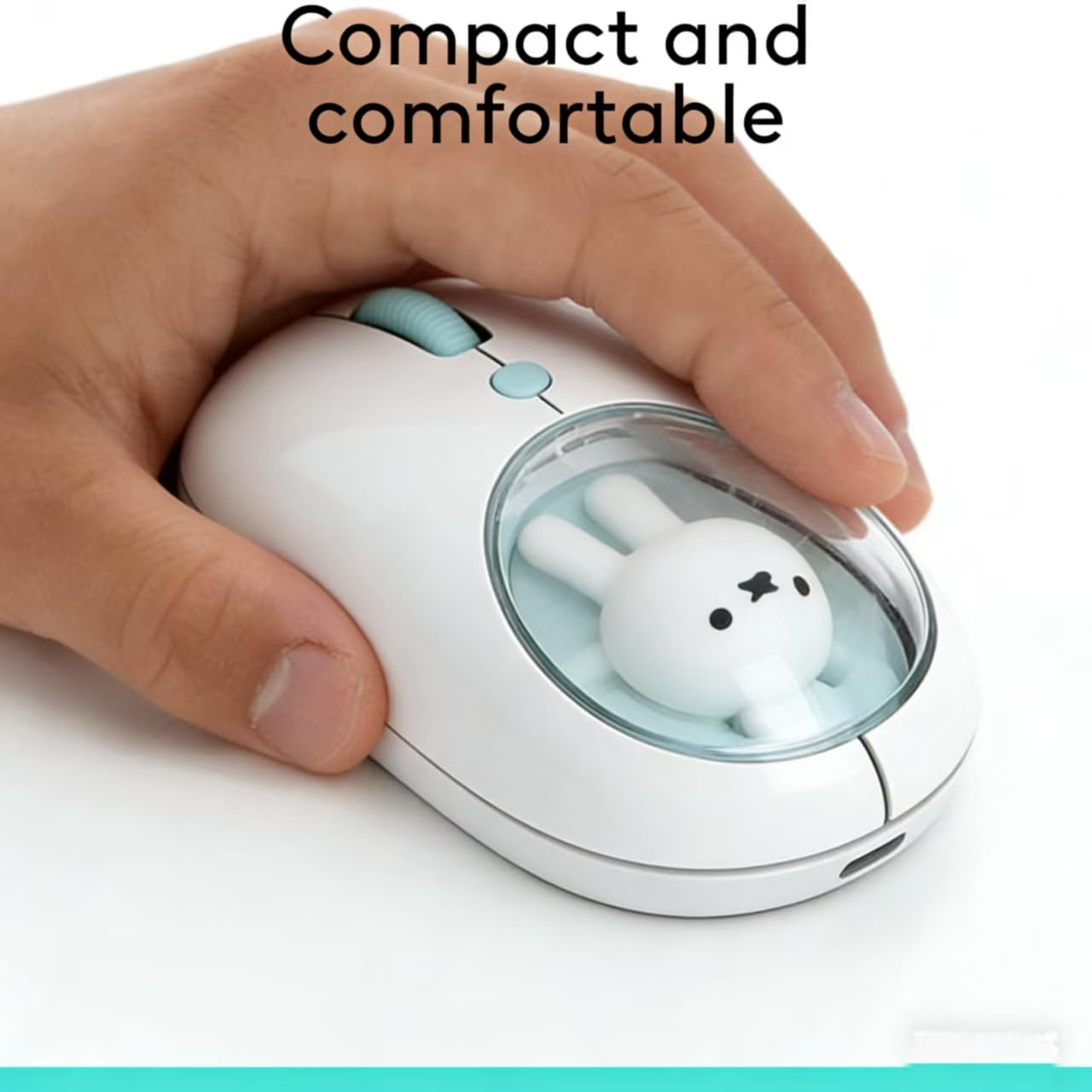MiPow x Miffy Ratón inalámbrico Bluetooth, pequeño ratón portátil, adecuado para portátiles, tabletas, etc., seguimiento sin problemas, compatible con PC y Mac, Windows y macOS, azul