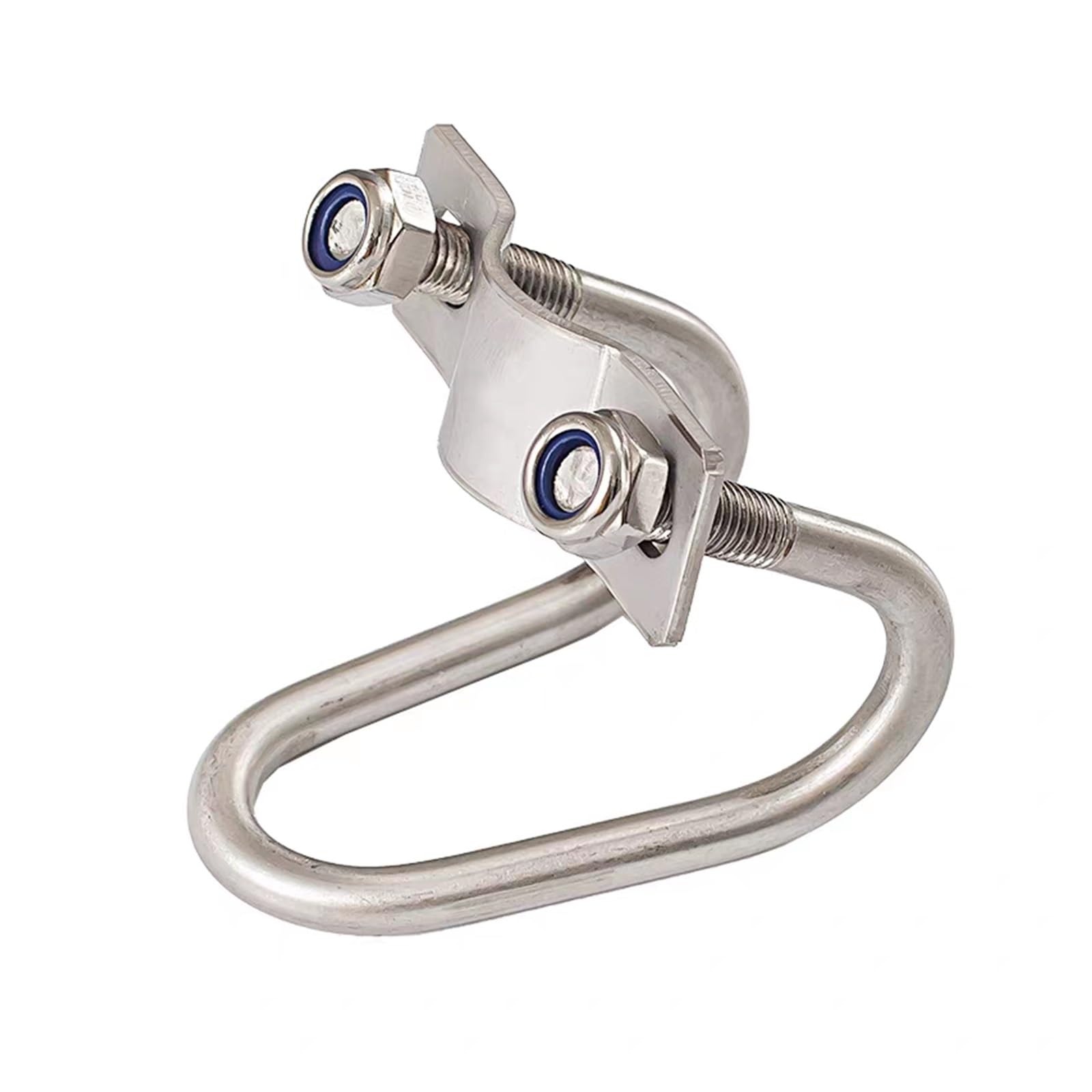 Cross Pipe Clamp, 304 Stainless Steel Aquaculture Tube Double U-Bolt Cross Pipe Clamp, Silver, Multiple Sizes(M8-32x32mm)