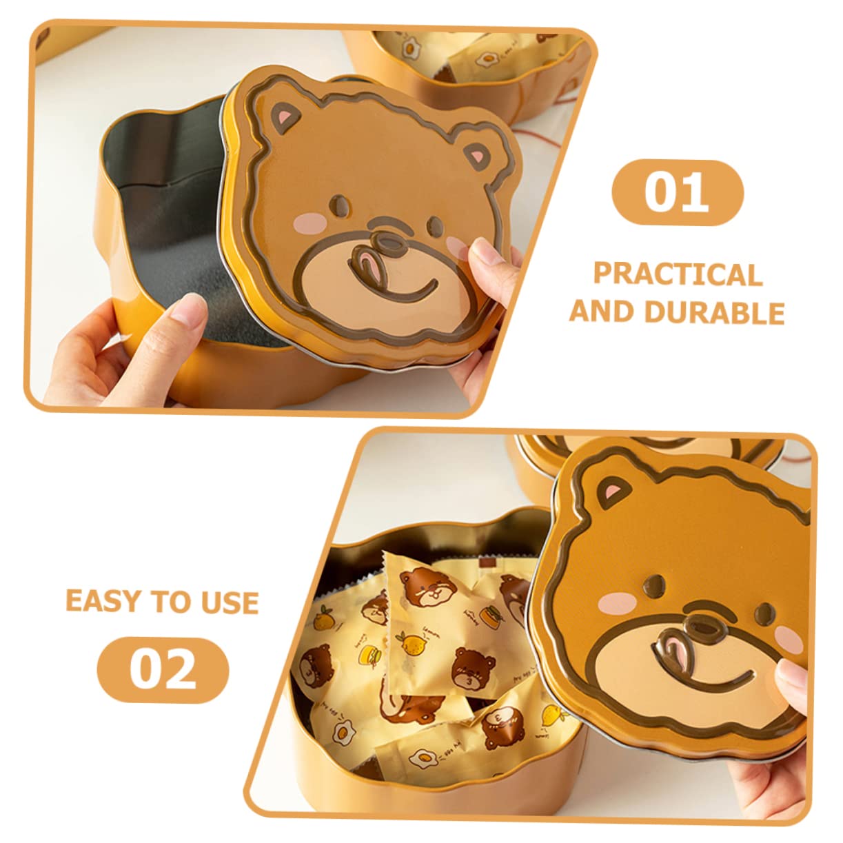 HAPINARY Cute Bear Cookie Storage Jar Multi-functional Tinplate Box for Home Sweets and Candy for Birthdays and Christmas Parties and Lightweight Design