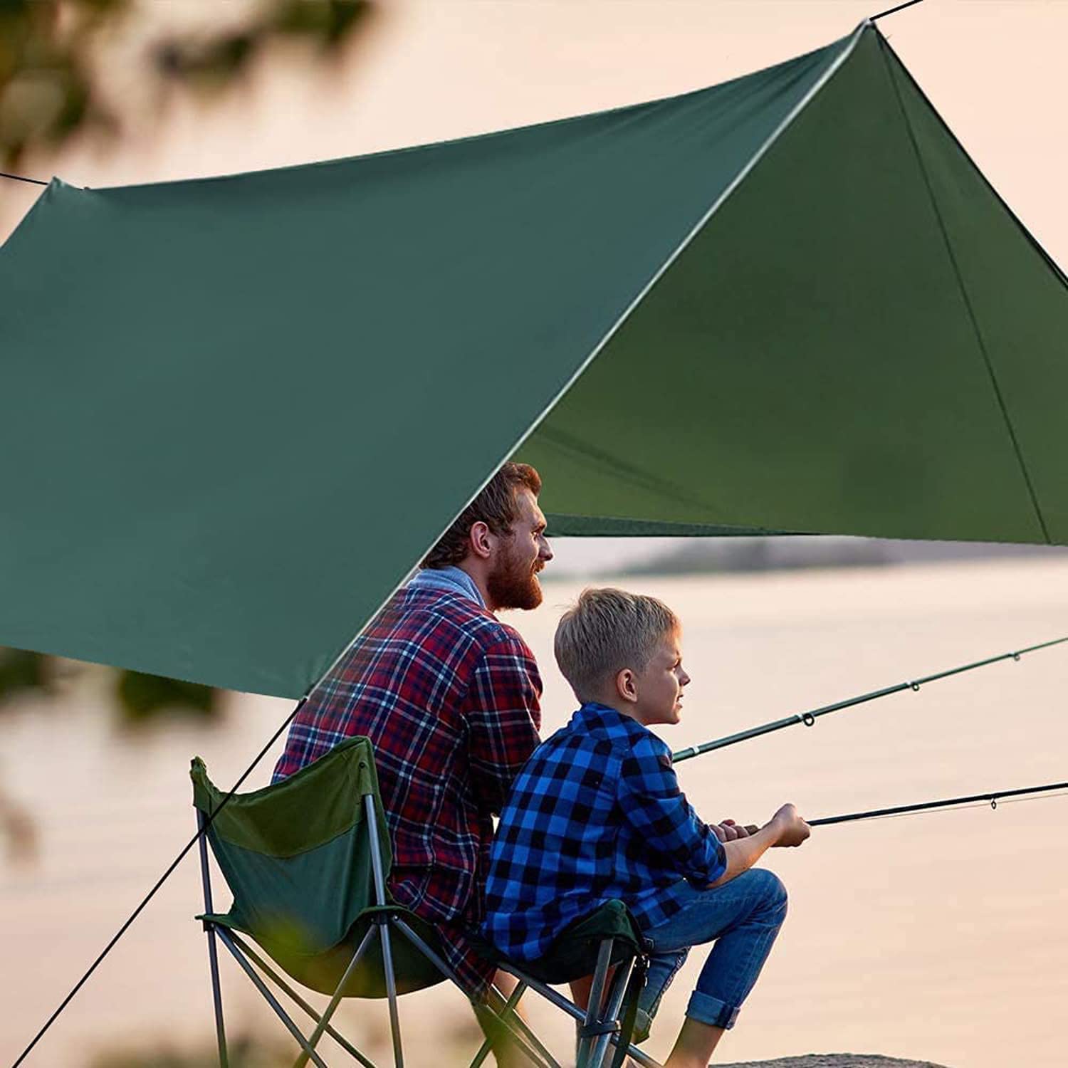 wasserdichte Zeltunterlage Zeltplanen Camping Zelt Tarp, Anti-UV Sonnensegel Sonnenschutz Leicht Und Kompakt wasserdichte Zeltunterlage Für Sandstrand Hängematte (Orange)