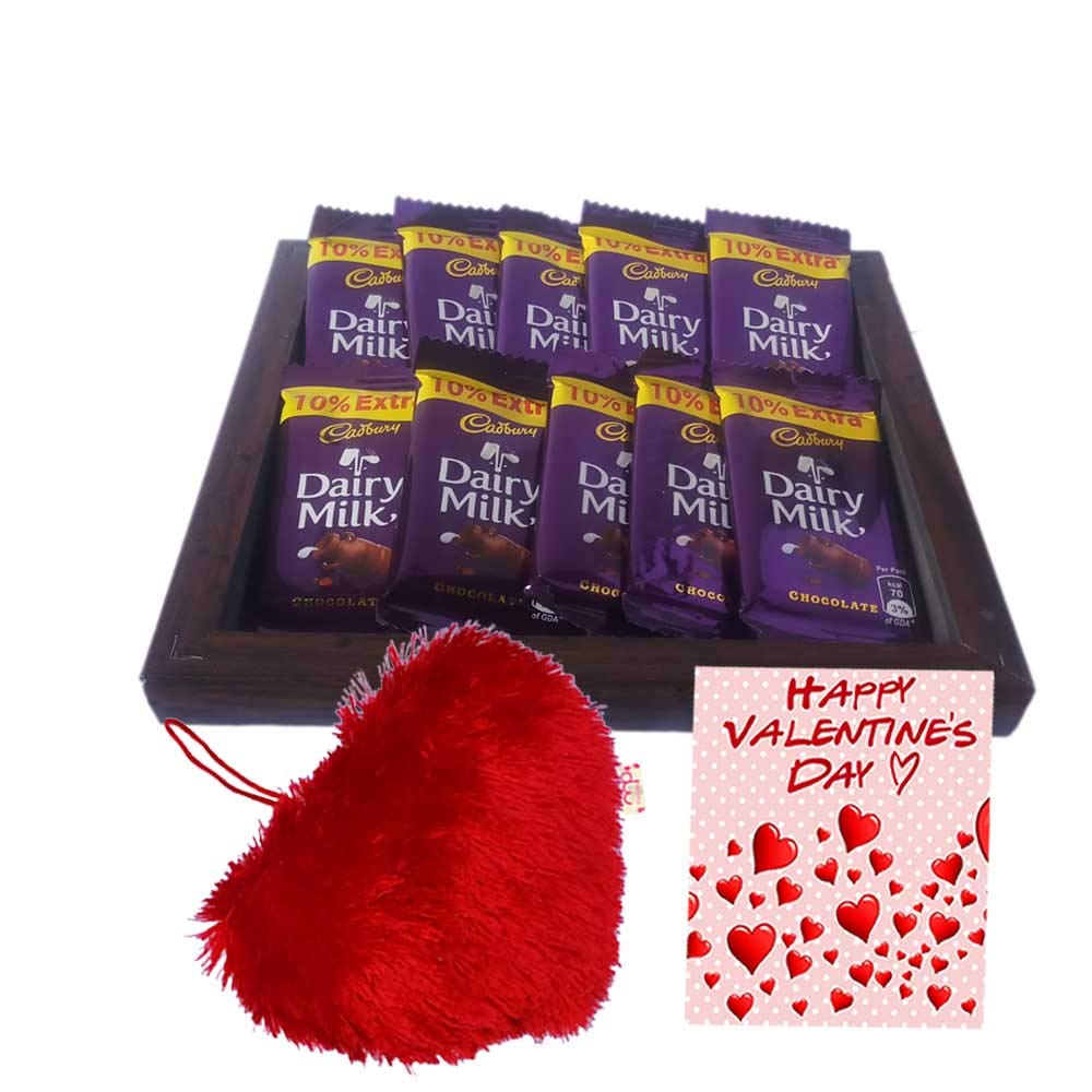 Maalpani Valentines Day Celeration with Heart Shape Cousion and Greetings - Chocolate Hampers