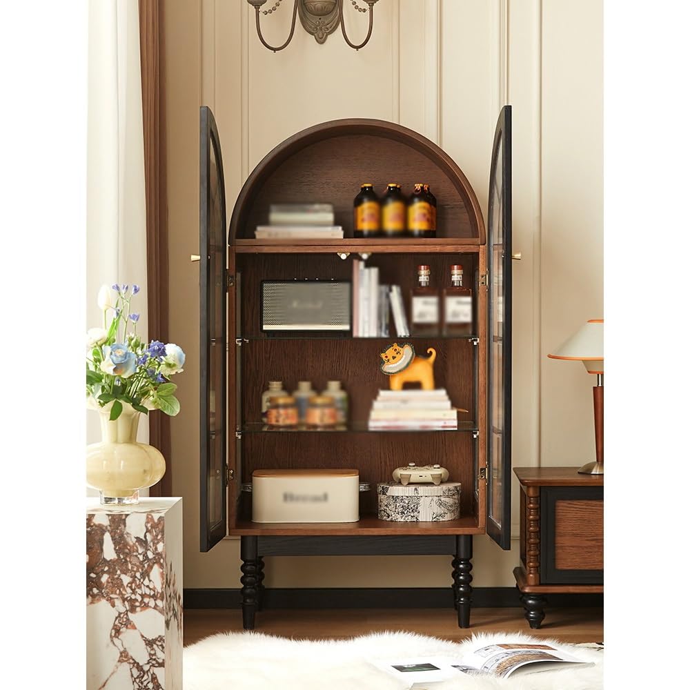 Gabinete De Barra De Café Vitrina de Madera Maciza con figuritas Retro, aparador Comedor y vinoteca Gabinete Buffet con Almacenamiento