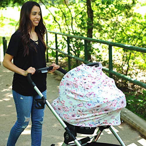 Carseat Cover for Girls - Includes Car Seat Strap Covers - Watercolor Floral - Kiddo Kind