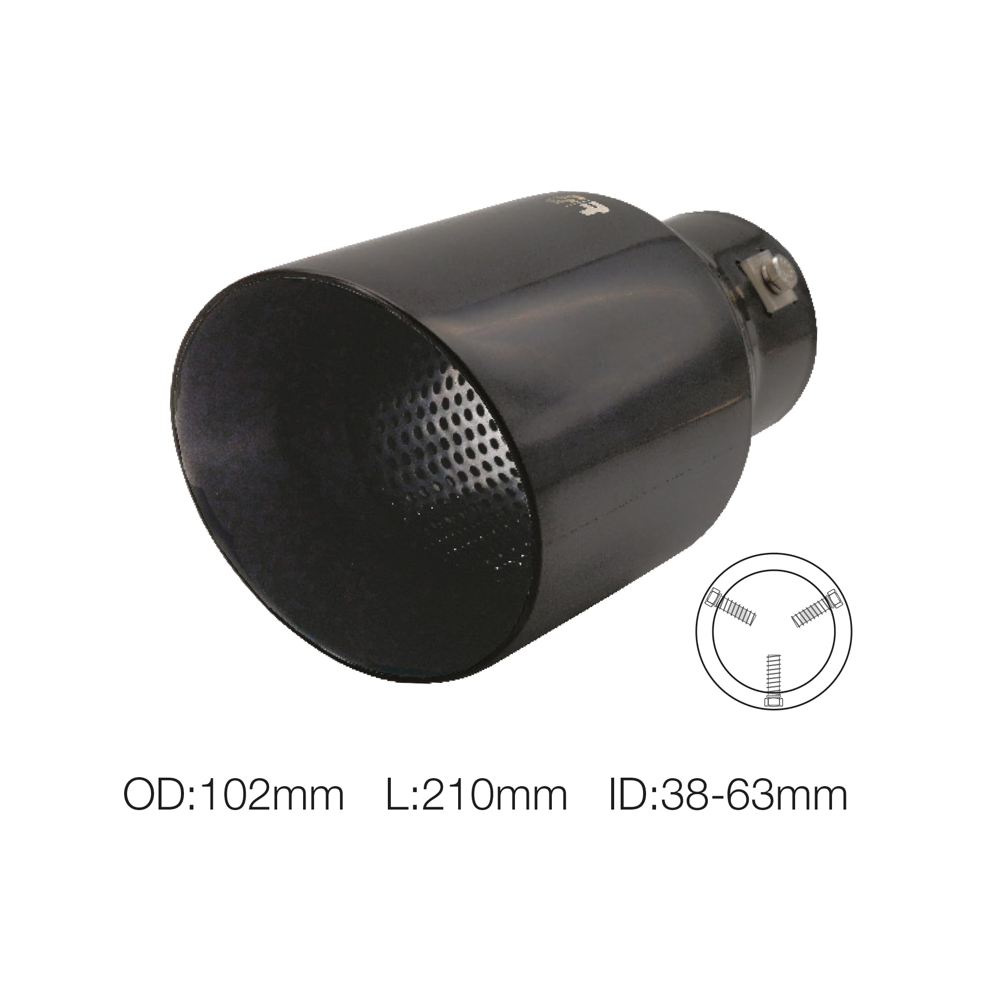 Simoni Racing Uitlaatsierstuk Rond/Schuin Matzwart RVS - 116xL170mm - Montage 42-74mm | SRTRX122N