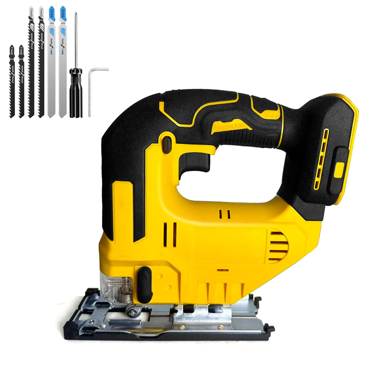 Cordless Jigsaw,Cordless Jig Saw Compatible with Dewalt 20v Battery, Jigsaw Tool 200w 16500rpm, Jigsaws Cut Off Tool with 3 Blades, Gloves and Tools Kit (Battery Not Included) for Wood Metal Plastic