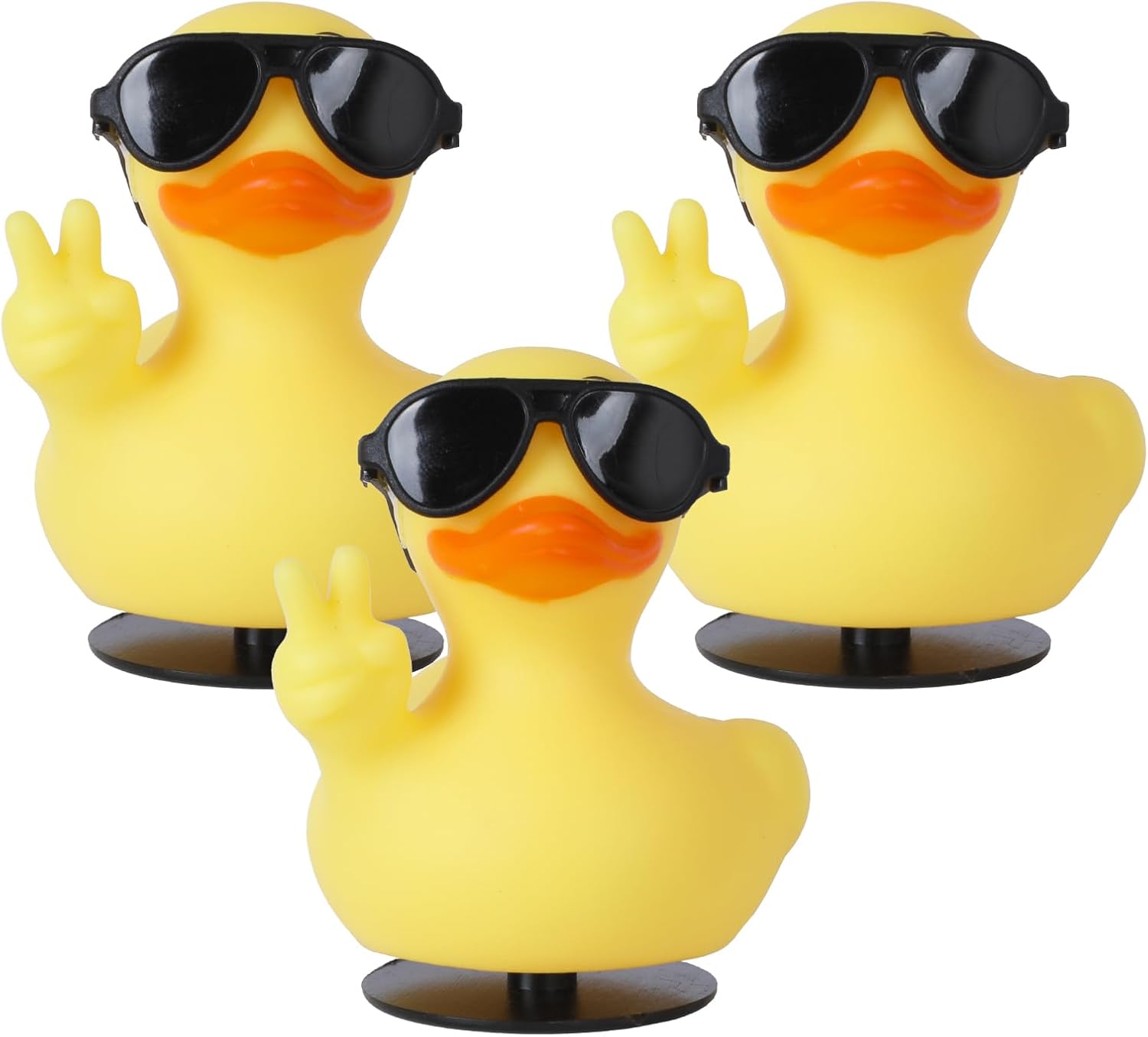 Cool Rubber Duck with Hat, Sunglasses, Necklace, Beer, Tape, Bracket, Instruction Manual- Small Rubber Ducks Funny Car Accessories, for Dashboard, Office Desk, Home Decor