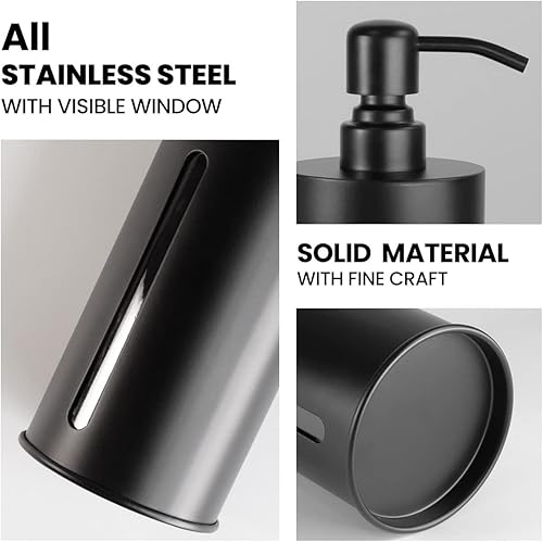 Miniatura 2 de Dispensador de jabón negro para cocina y baño, dispensador de jabón para platos con ventana transparente, bomba dispensadora de jabón de manos de
