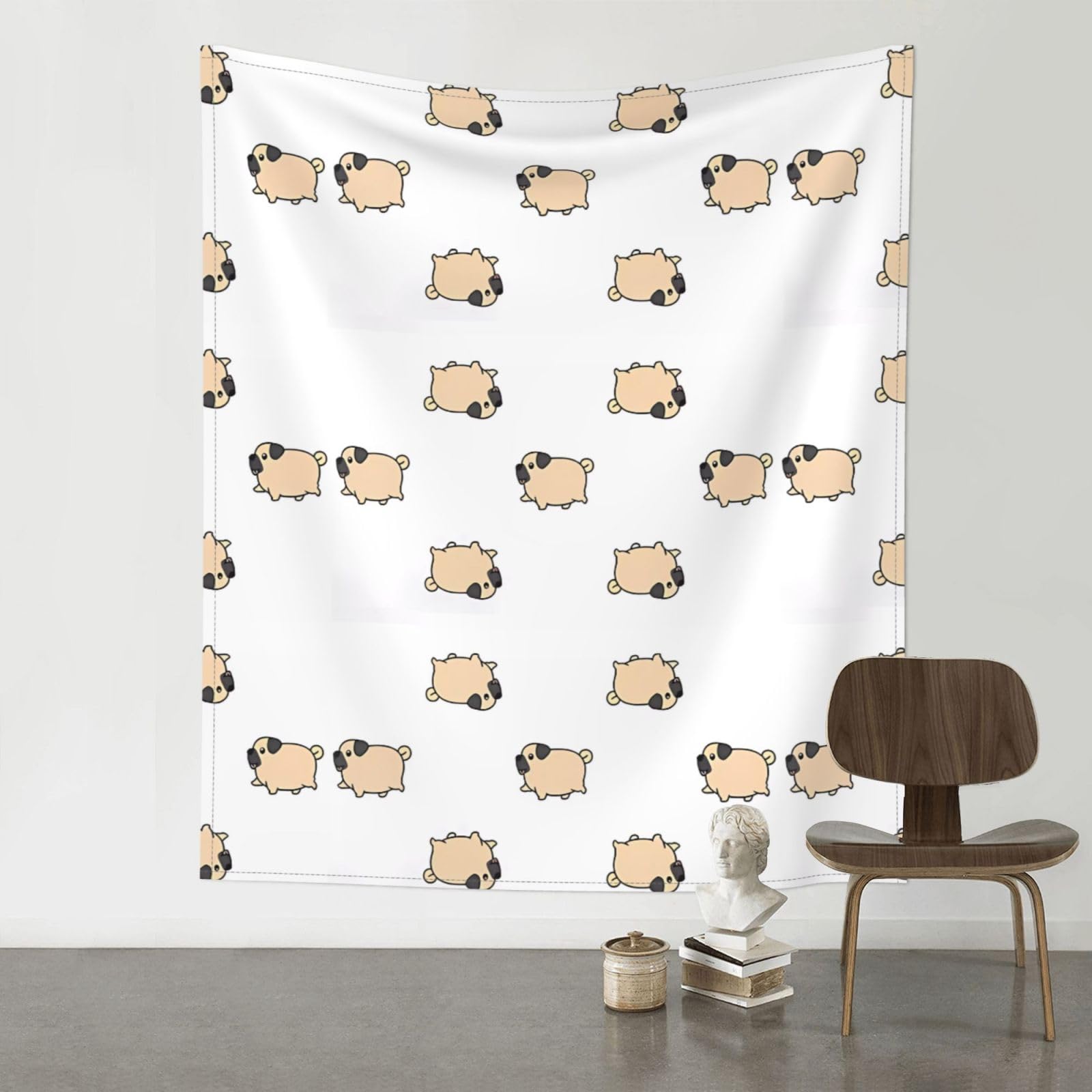 YYHWHJDE Pug Prints Wall Tapestry 60x51in - High-Grade Polyester Throw Blanket for Bedroom, Dorm, Beach & Picnic Decor