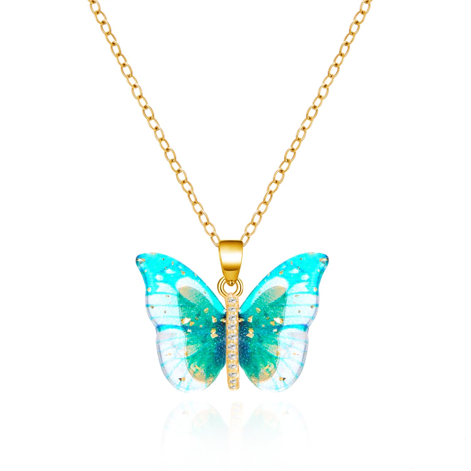 Shining Diva Fashion Latest Stylish Butterfly Crystal Pendant Necklace for Women and Girls (rrsd16411np)