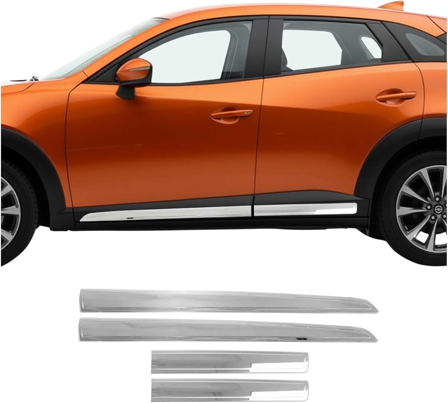 OMAC Side Door Molding Trim Skirt Garnish for Mazda CX-3 2016-2021 Stainless Steel 4X