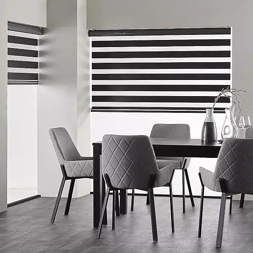 Persianas de cebra inalámbricas para ventanas, control de luz de privacidad, tamaño personalizado, rodillo de doble capa para el hogar y la oficina,